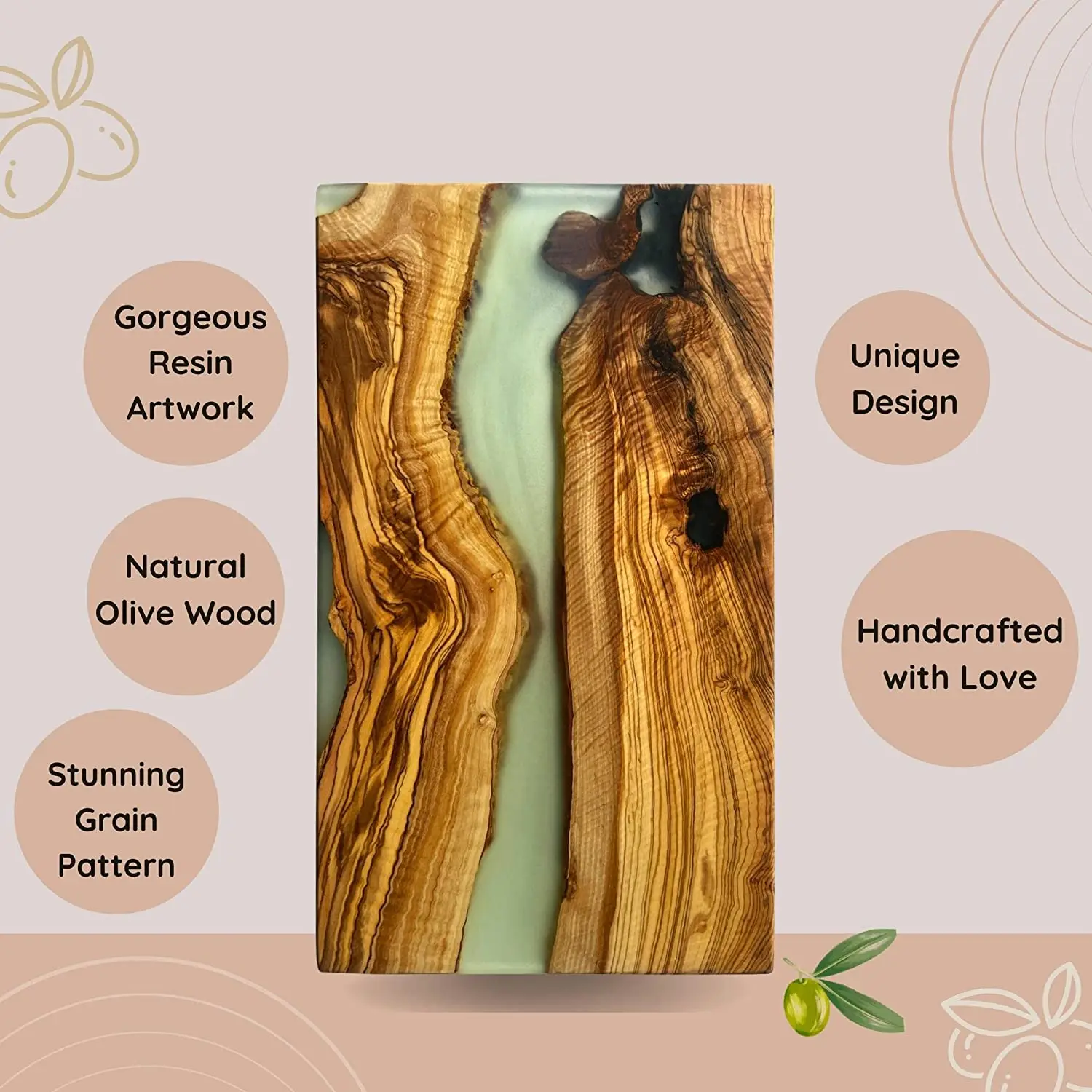 Olive Wood Cheese Board with Resin Charcuterie Boards & Serving Tray Wooden Epoxy chopping Board Premium Gift for Kitchen