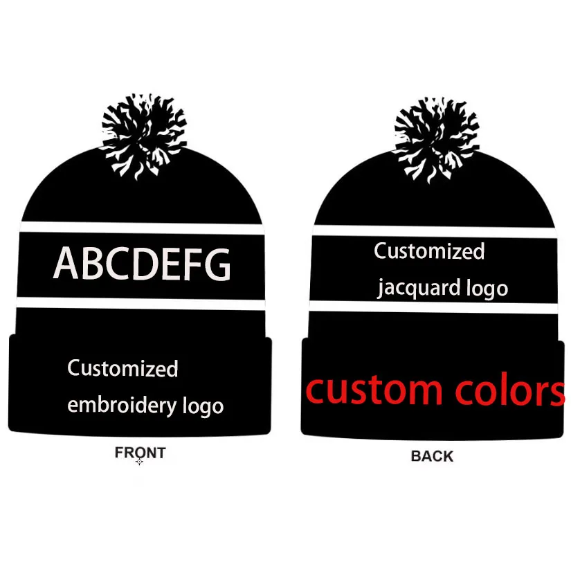 Изготовленная на заказ команда клуба Заводская вязаная плоская машина жаккардовая шляпа футбольная с помпоном