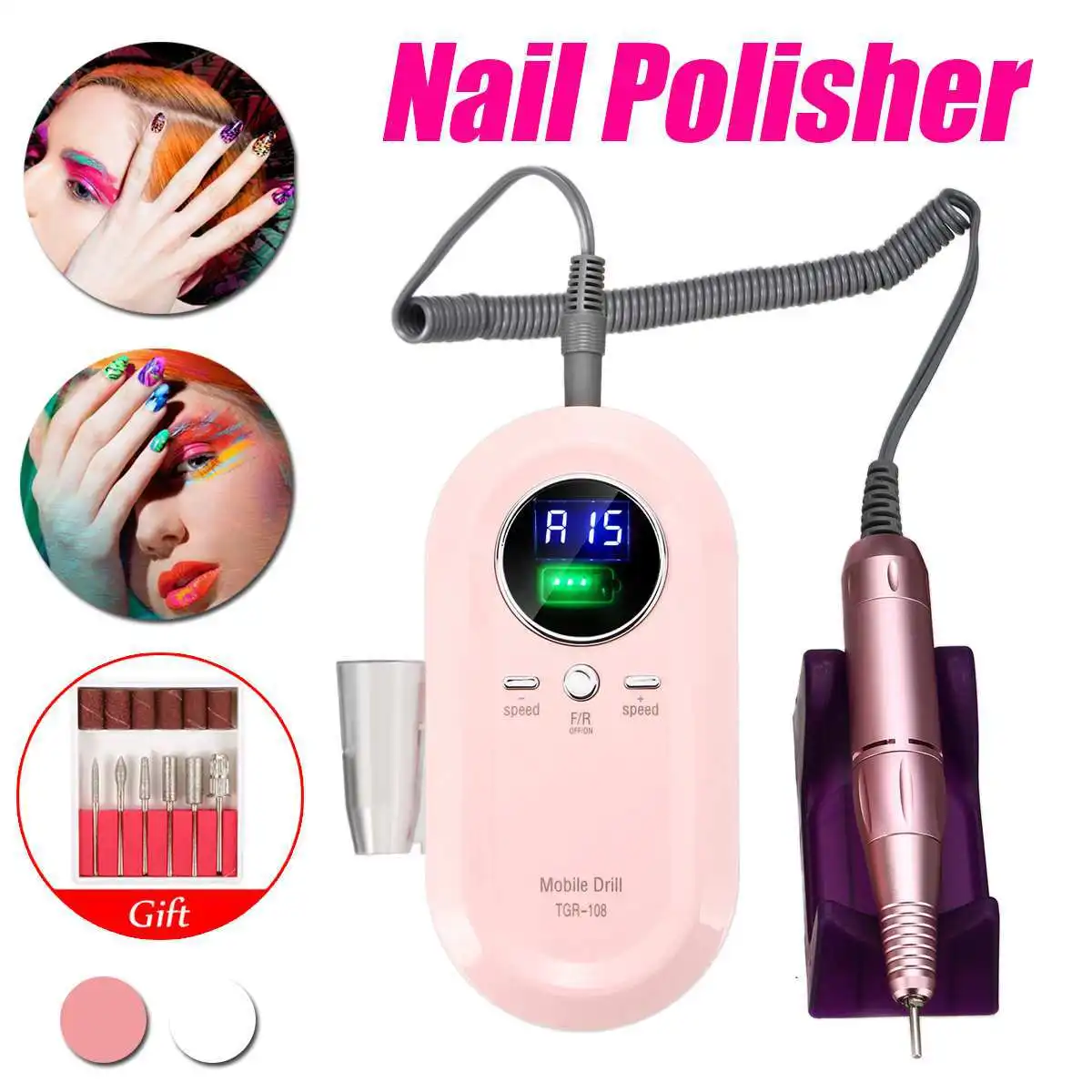 Newest Professional Battery Nail Electric Manicure 30000rpm Cordless Pedicure Nail Set Nail Drill with strong power