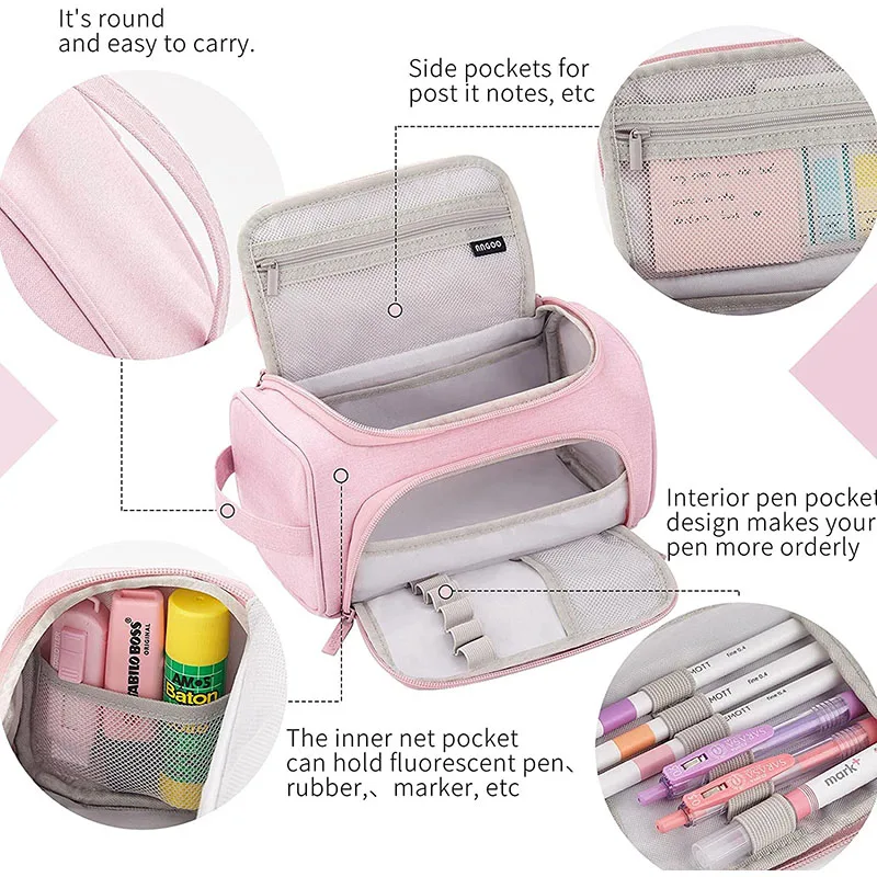 Customized Large Capacity  Storage Pouch gift Marker Zipper Pen Pencil bags Case Bulk Stationery Holder pouch With Zipper