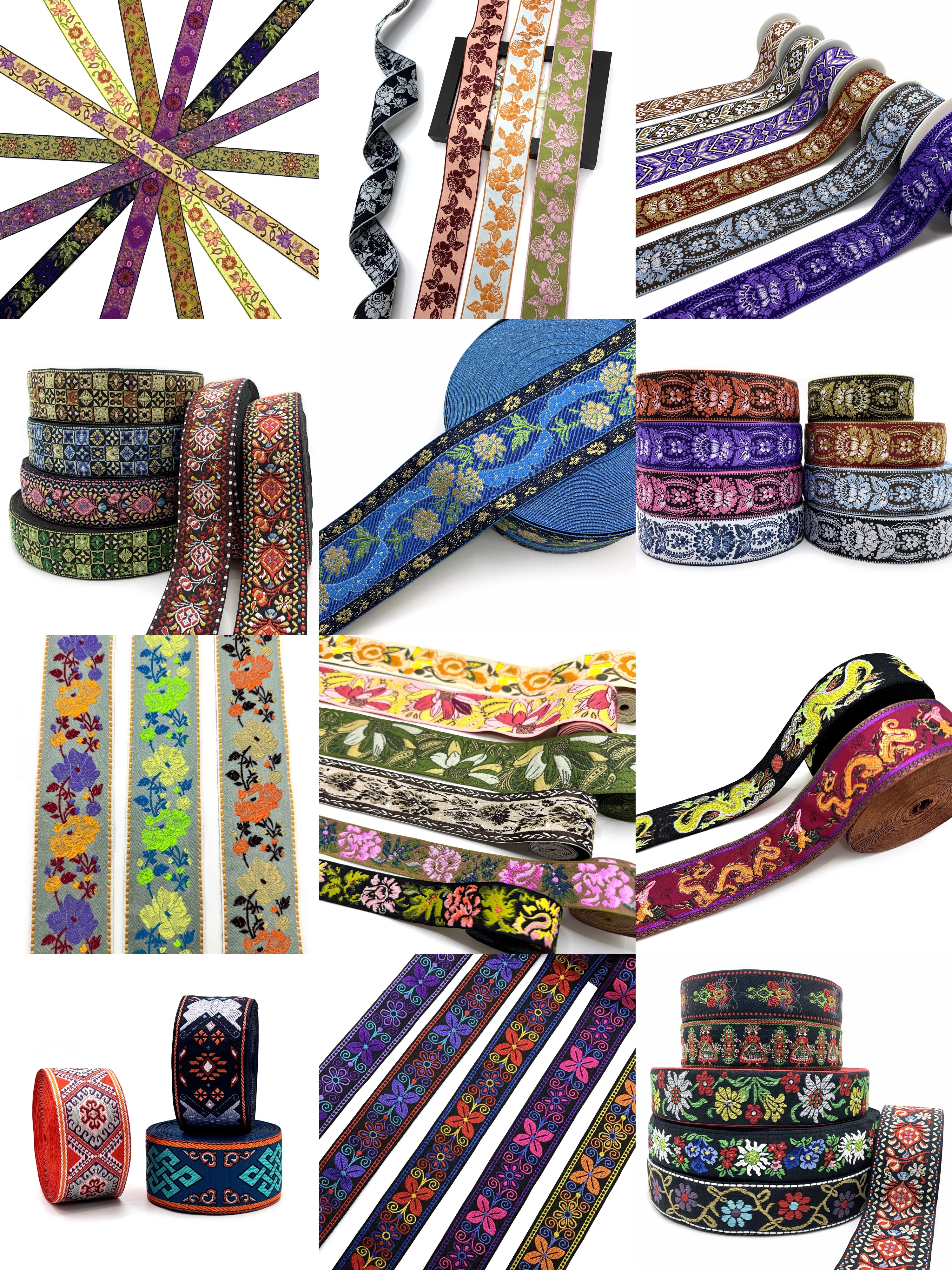 Professional Custom Exquisite Patterns 5 CM Retro Ethnic Wind Polyester Jacquard Webbing For Bag Strap
