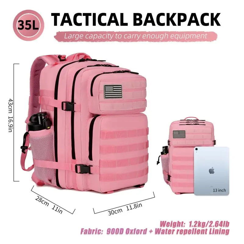 Hot Selling Tactic Multiple Color 900D 25 35 liters Waterproof Molle Gym Bag Mochila Sports Pink Tactical Backpack