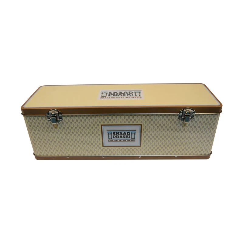 OEM ODM Factory Large Hinged Tin Rectangle Tin Storage Cans Lockable Metal Containers Custom Tin Tool Box