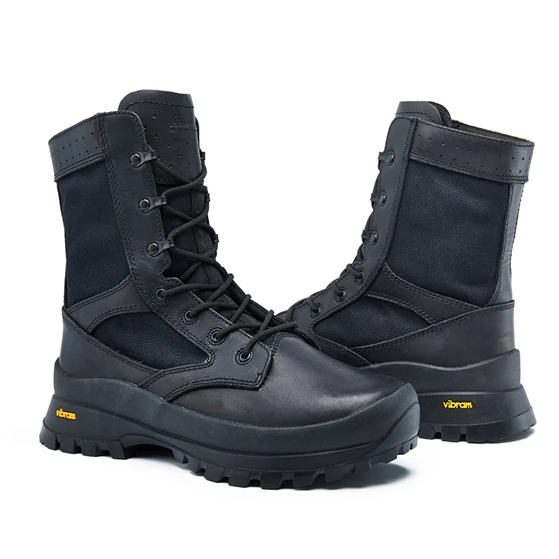 Hot sale Guangzhou factory black leather combat tactical boots tactical supplier