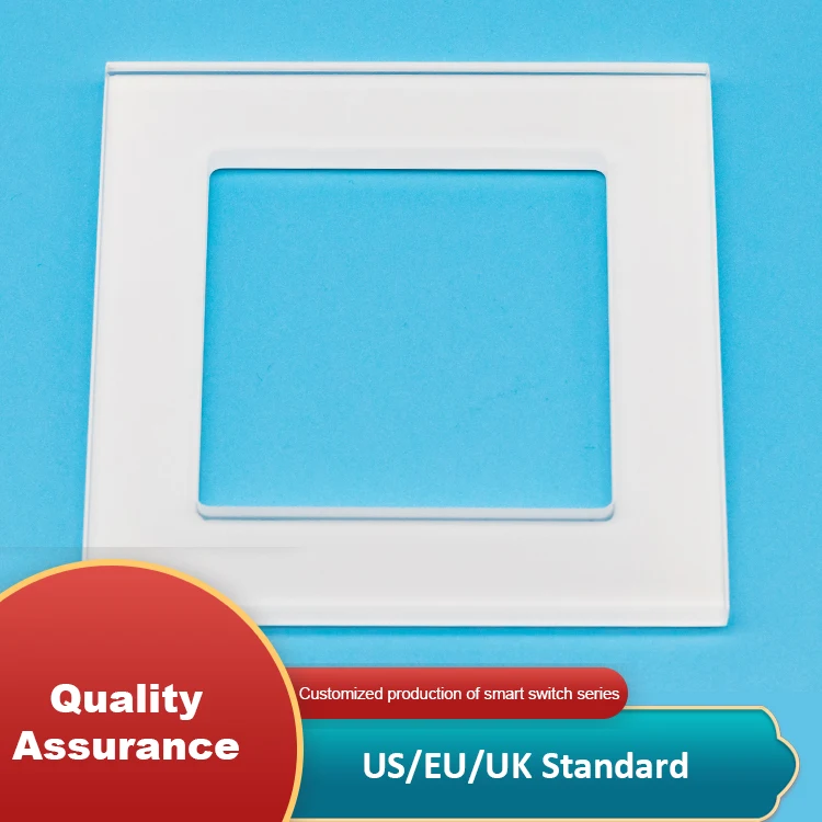 Factory custom high quality tempered glass panel glass switch panel square hole glass frame for socket