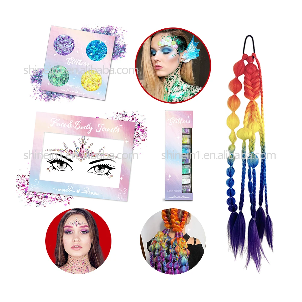 Shinein Bulk Polyester Chunky Glitter Mermaid Cosmetic Face Hair Glitter for Decoration
