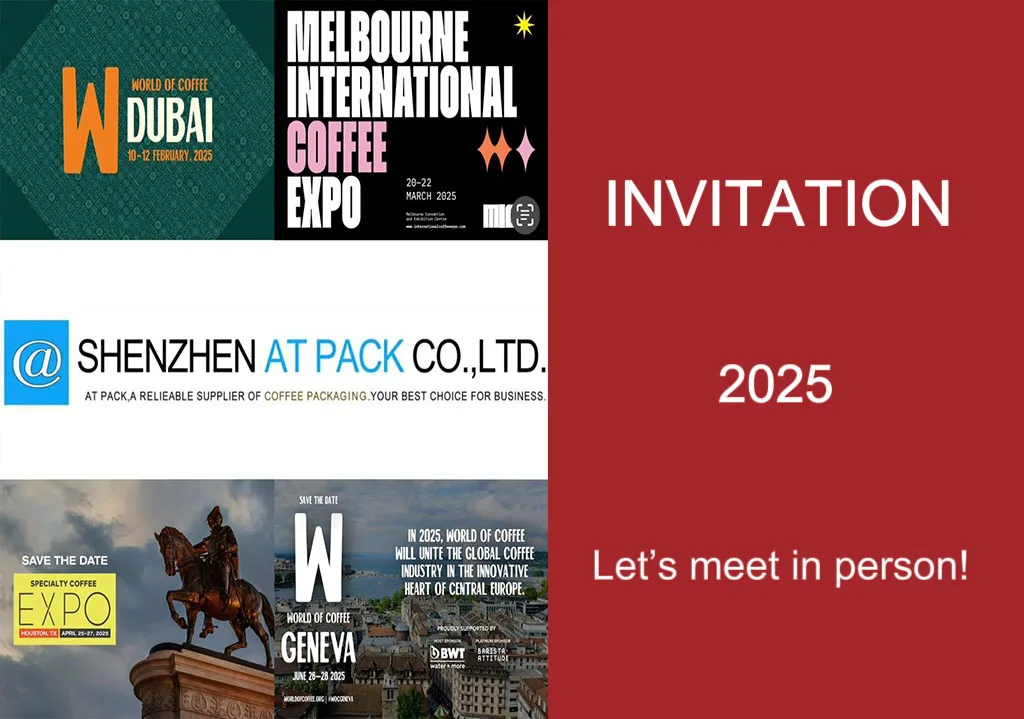 AT PACK Black White Kraft 250g Flat Bottom Coffee Bag With Zipper And Valve Bolsa Para Cafe Coffee Packaging Coffee Bean Package