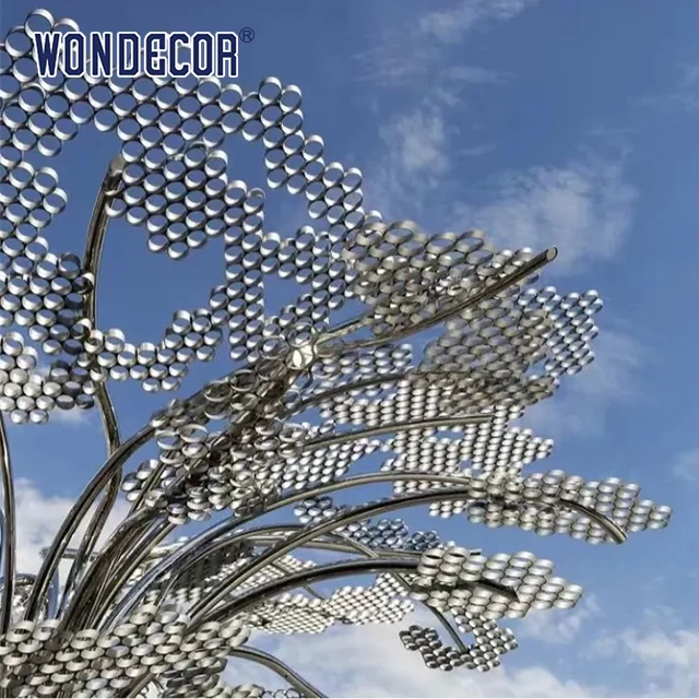 wonders High quality outdoor decoration mirror Polished Stainless Steel metal tree art Sculpture