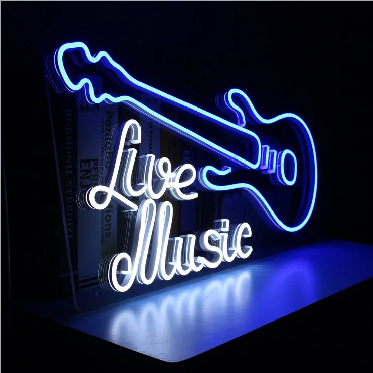 New Arrivals Led Custom Guitar Style Like Music Words Neon Letter Signage Light Neon Lights Sign For Home Wall Hanging