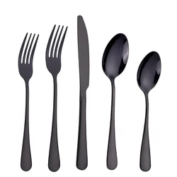 Wholesale 5 pieces kitchen party wedding dinner gold cutlery silver stainless steel cutlery spoon fork knives