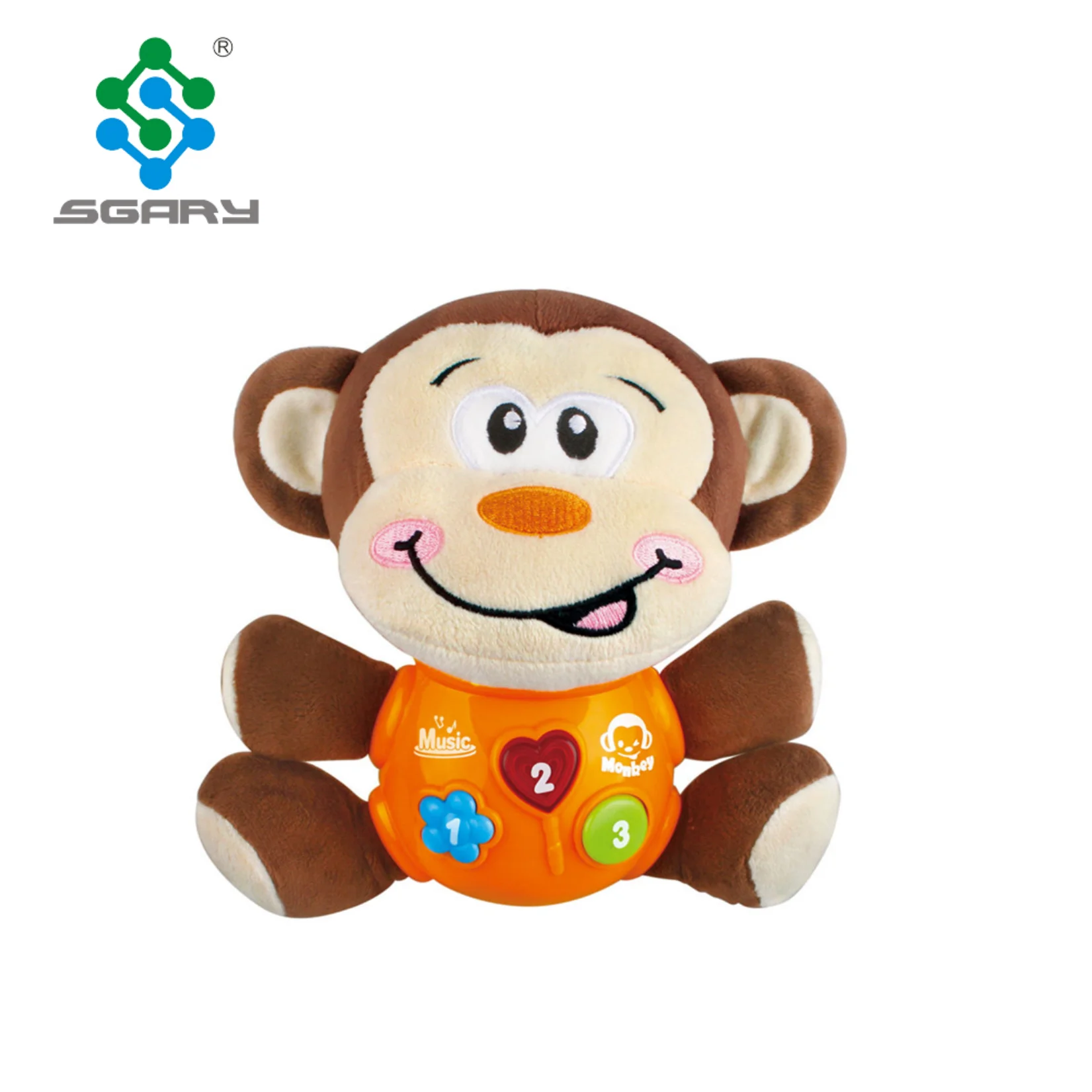 2021 Wholesale cheap lovely baby monkey plush toy light & music for baby educational toy