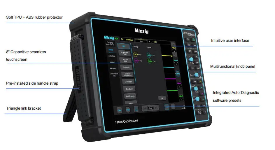 Professional high-quality general-purpose type 2/4 channels car oscilloscope