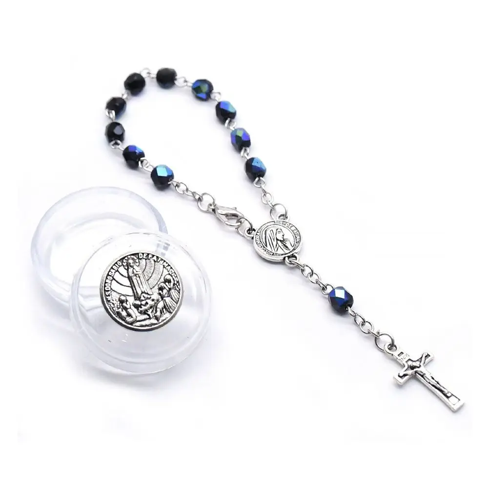 Religious Charms for Bracelet Bulk Fashion Catholic Handmade Crystal Bead Cross Rosary Bracelet