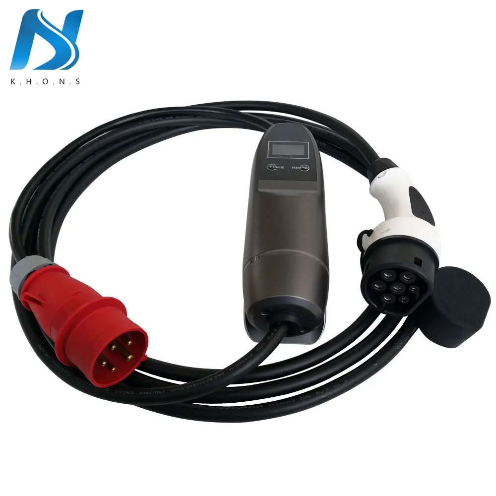 Khons ev charger type 2 16a 3Phase Portable ev charger 11kw 7kw 22kw 3.7kw