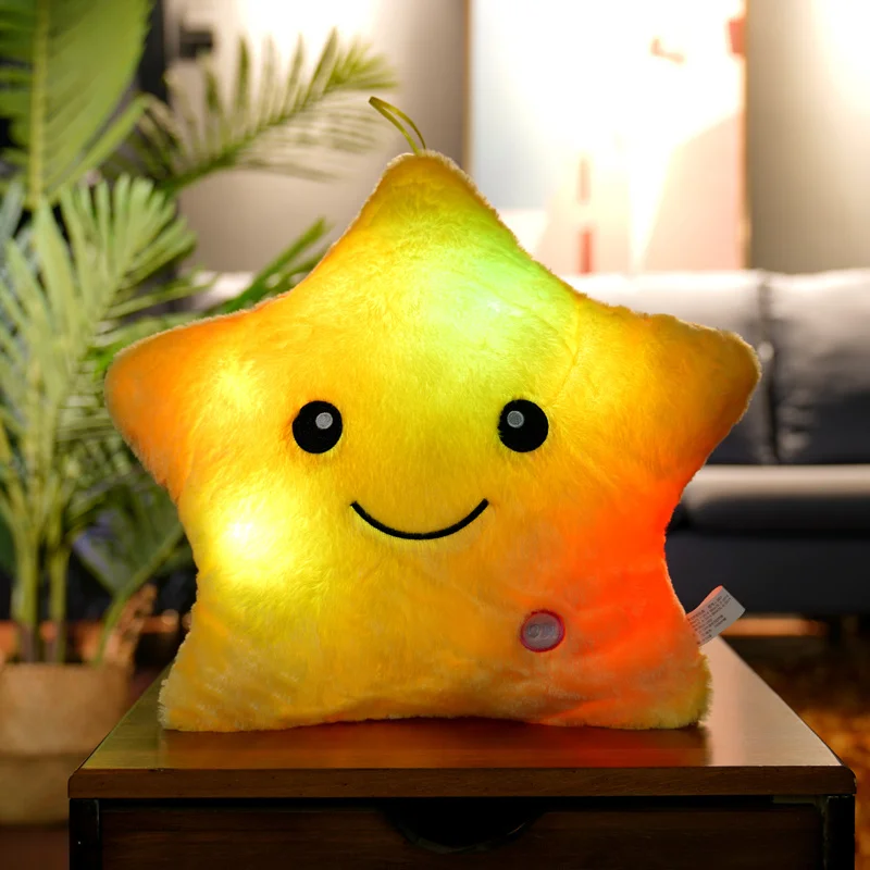 Light Up Pillow Five Pointed Star Luminous Plush Kids Toy Shaped Night Light Soft Pillow For Children