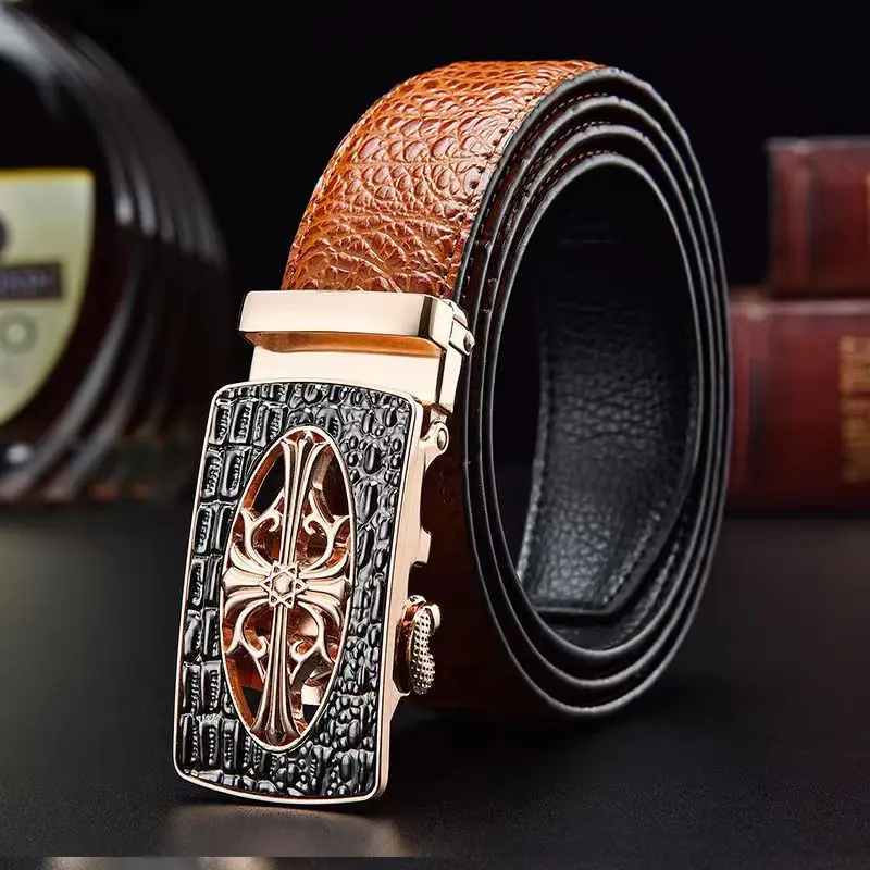 Low wholesale new explosive style, crocodile grain leather belt for men, automatic buckle  leisure business versatile