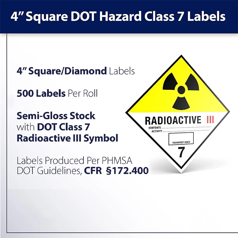 Custom  Nuclear Radiation Hazard Label Suffocation Radioactive Iii Hazmat High Voltage  Safety Warning Sign Label Sticker