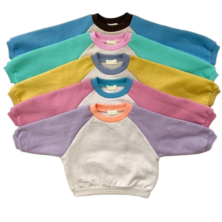 Infant Baby Contrast Sleeve Sweatshirt Color Block Oversize Top Kids Boys Jumper Sweater Casual Cotton Children 