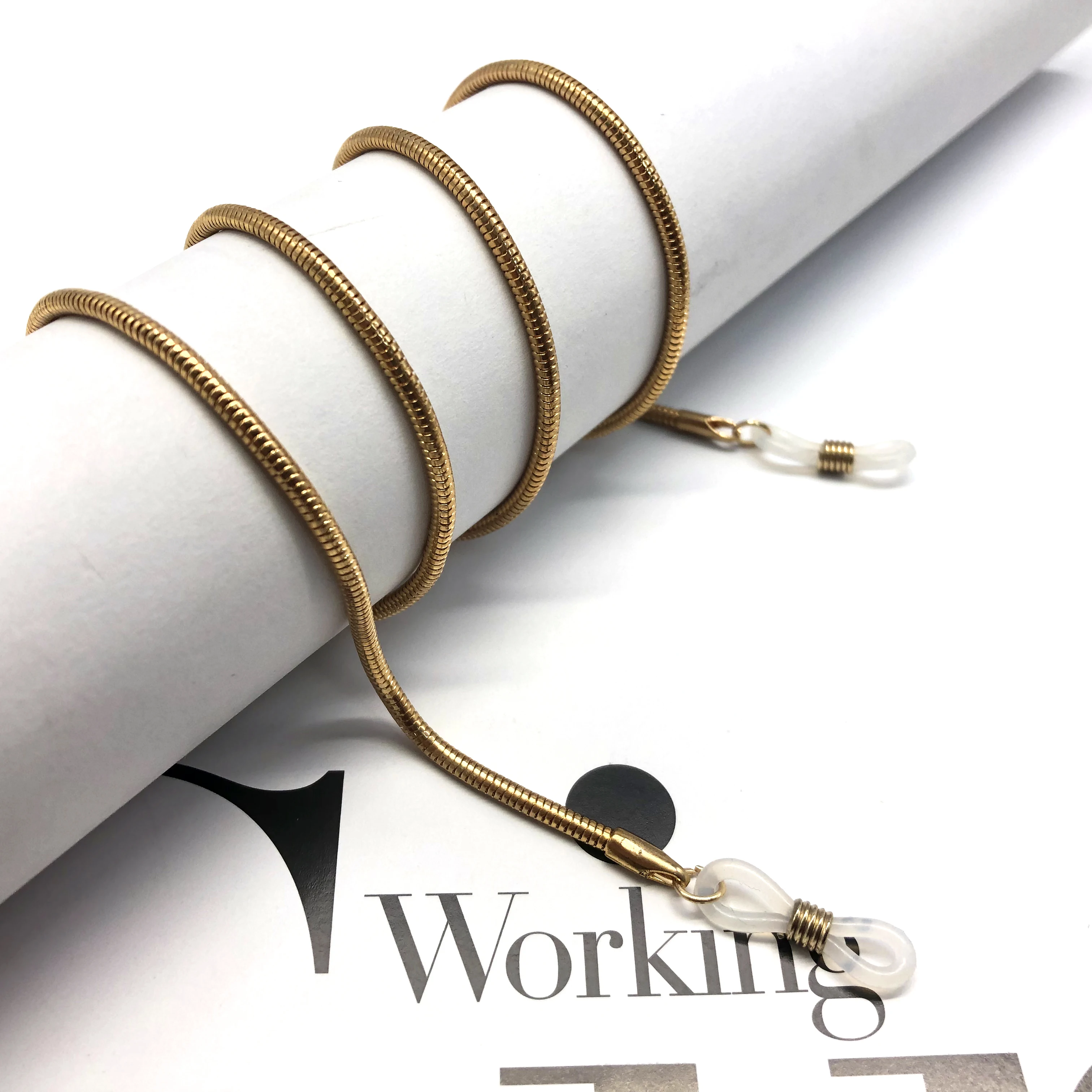 Flat Snake Chain Anti slip Metal Mask Eyewear Sunglasses Chain Gold Neck Straps Optical Chain Reading Eyeglass Strap