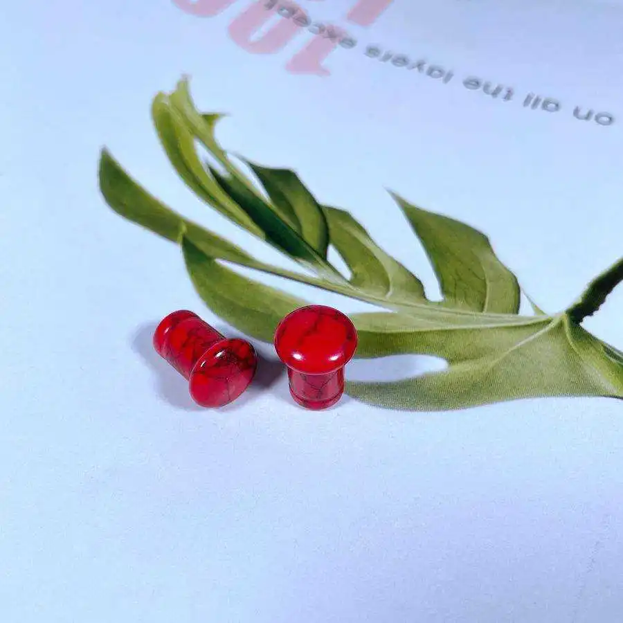 Hot Seller Red Turquoise Single Flare Plug with Groove Piercing Jewelry Ear Gauges Plugs