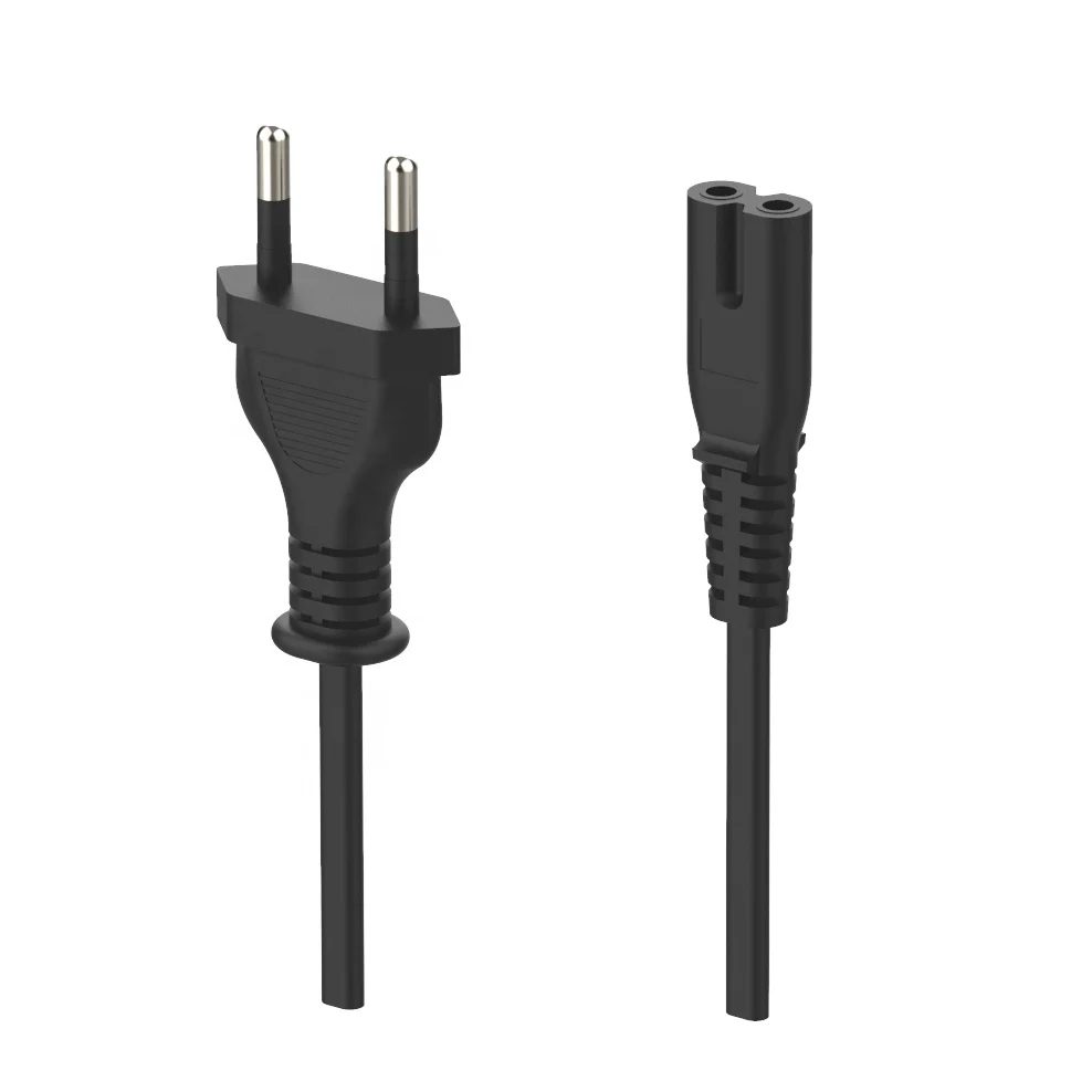 Custom power cord EU VDE 250V 2.5A AC Electric Wire Extension Cable IEC C7 two-Pin Prong Plug European Power Cable