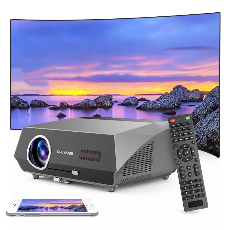 CAIWEI 2023 Newest 13000Lumens Mirror Home Cinema Smart Phone Projector Big Screen