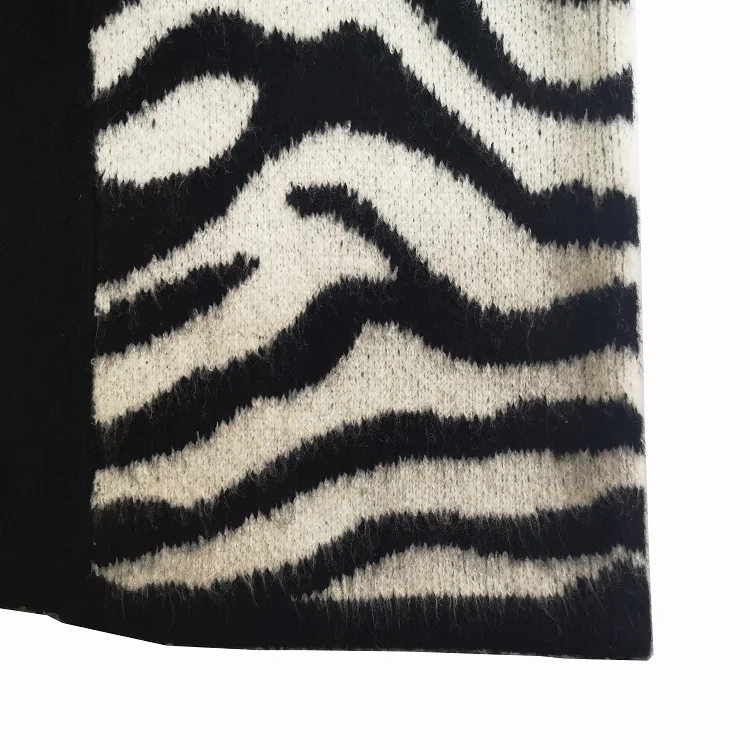 Fashion open coat sweater jacket coat pocket long sweater cardigan Zebra pattern for women