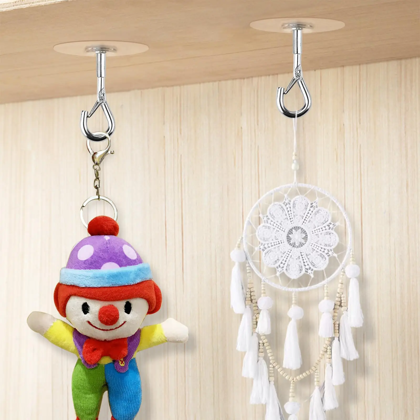 Self Adhesive Ceiling Hooks No Drilling  Stainless Steel Eye Hooks for Hanging Small Plants Wind Chimes,Easy to Open