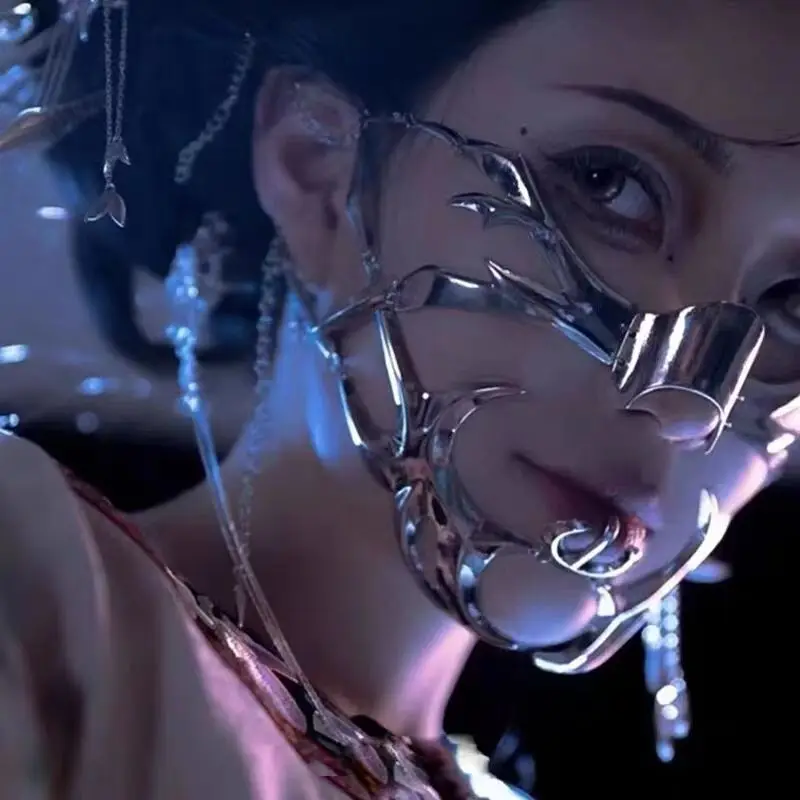 Mechanical Mask for Women Halloween Party Prom Face Masks Cosplay face decoration masquerade metal party masks party novelties