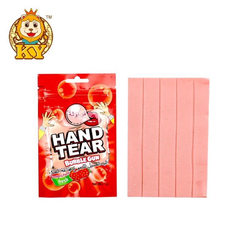Wholesale Custom Colorful Hand Tear Fruity Flavor Bubble Gum Chewing Candy
