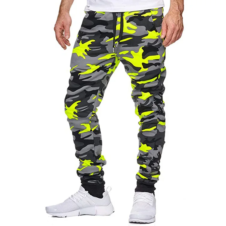 Autumn winter new style men leisure camouflage in waist printing high elastic sports jogging trousers
