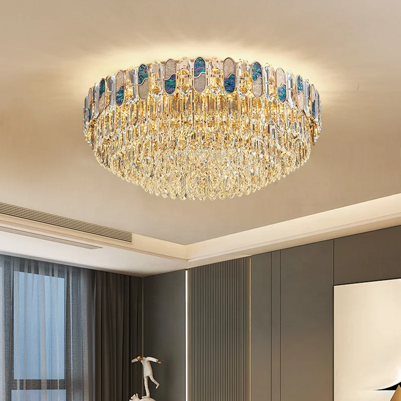 Modern Golden Led Ceiling Crystal Luxury Chandelier For Living Room Bedroom Hotel Lobby