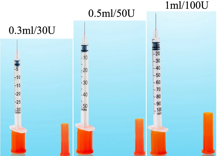 Free Sample Medical Plastic Disposable Diabetic Insulin Syringe 0.3 ml