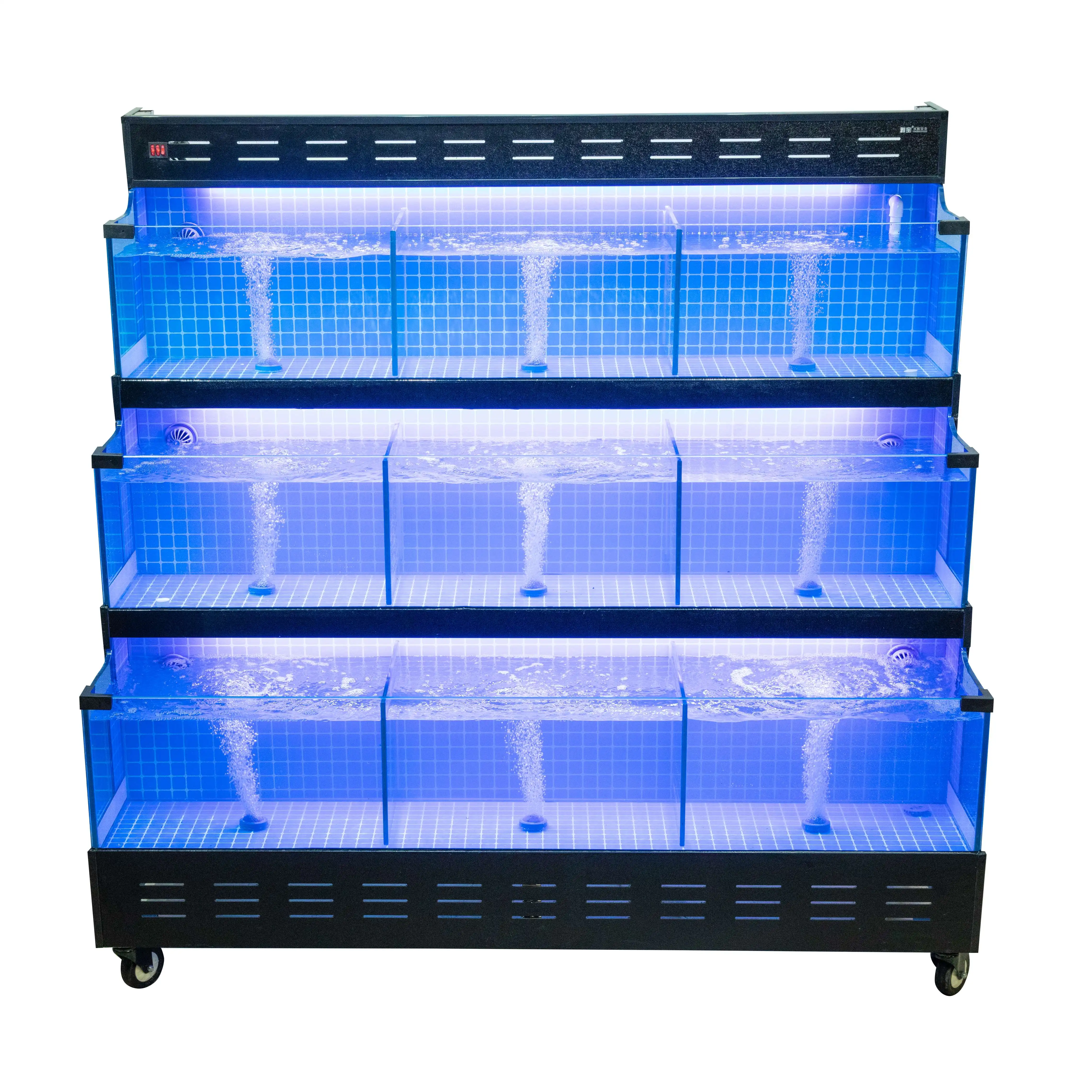 Factory price Supermarket restaurant fish/lobster/shellfish three layers live seafood display tank live aquarium systems