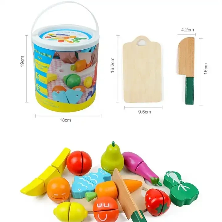 12pcs-set Fruit Cutting Toy Wooden Food Toy Vegetable Magnetic Children Cutting Toy