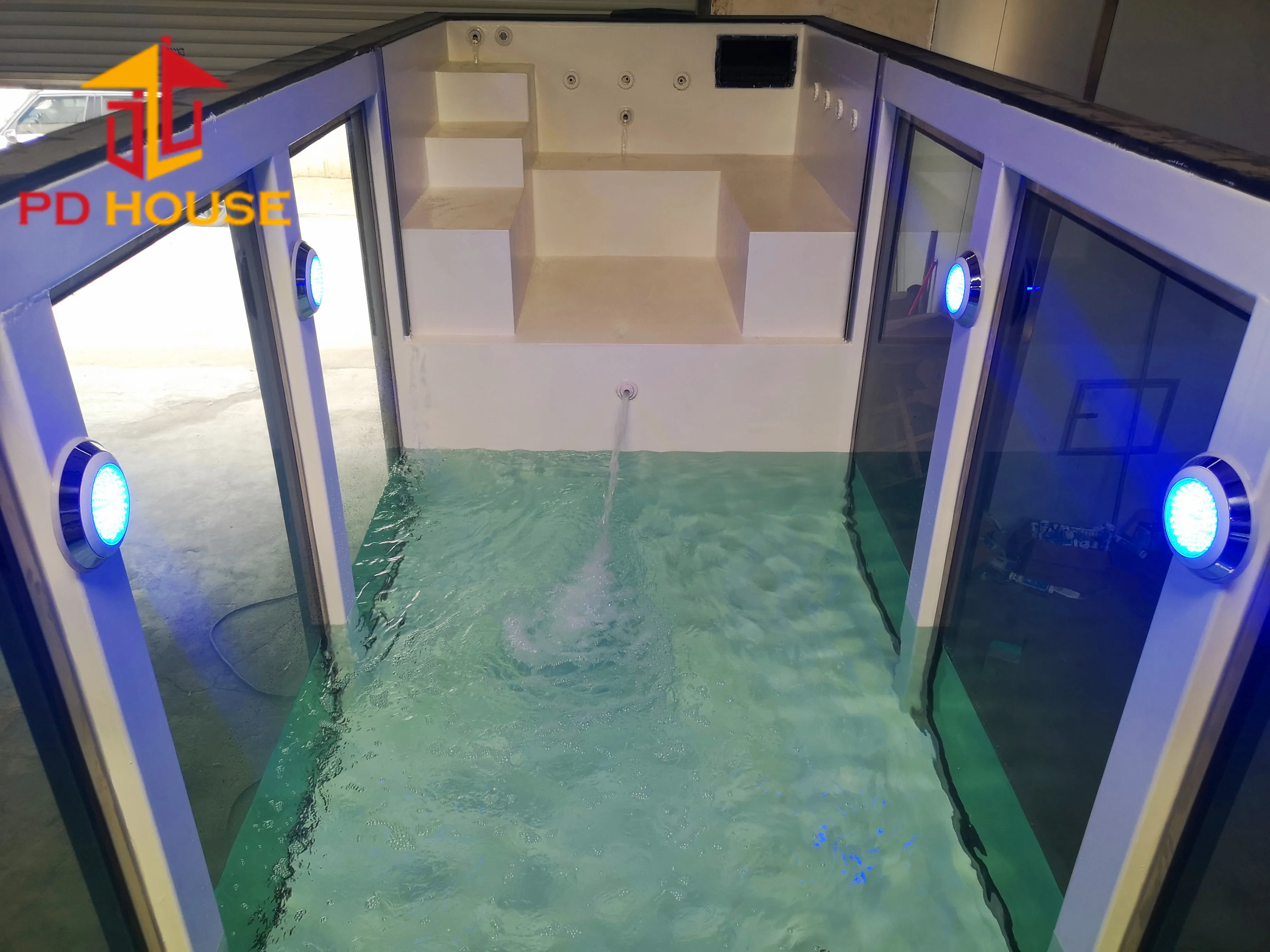 prefab modern portable swimming pool container underground inground with massage hot tube spa jets