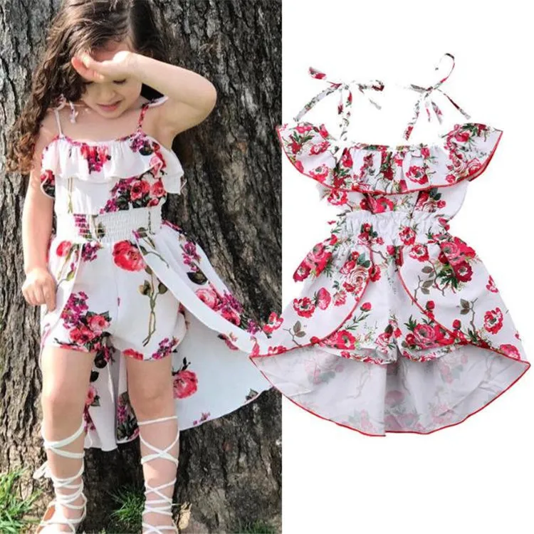 Best Selling Products White Color Floral Prints Little Children 2021 Summer Sling Drees For Girl
