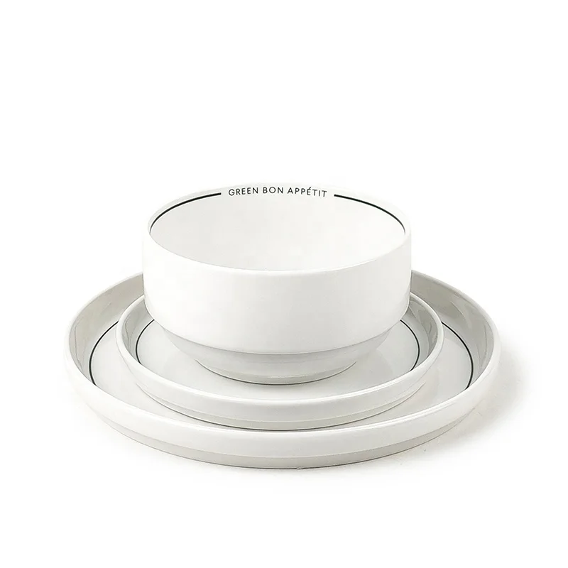 Hot Sale Porcelain Dishes & Plates Sets Germany Fine Porcelain 18pcs Dinner Set with Simple Line Design