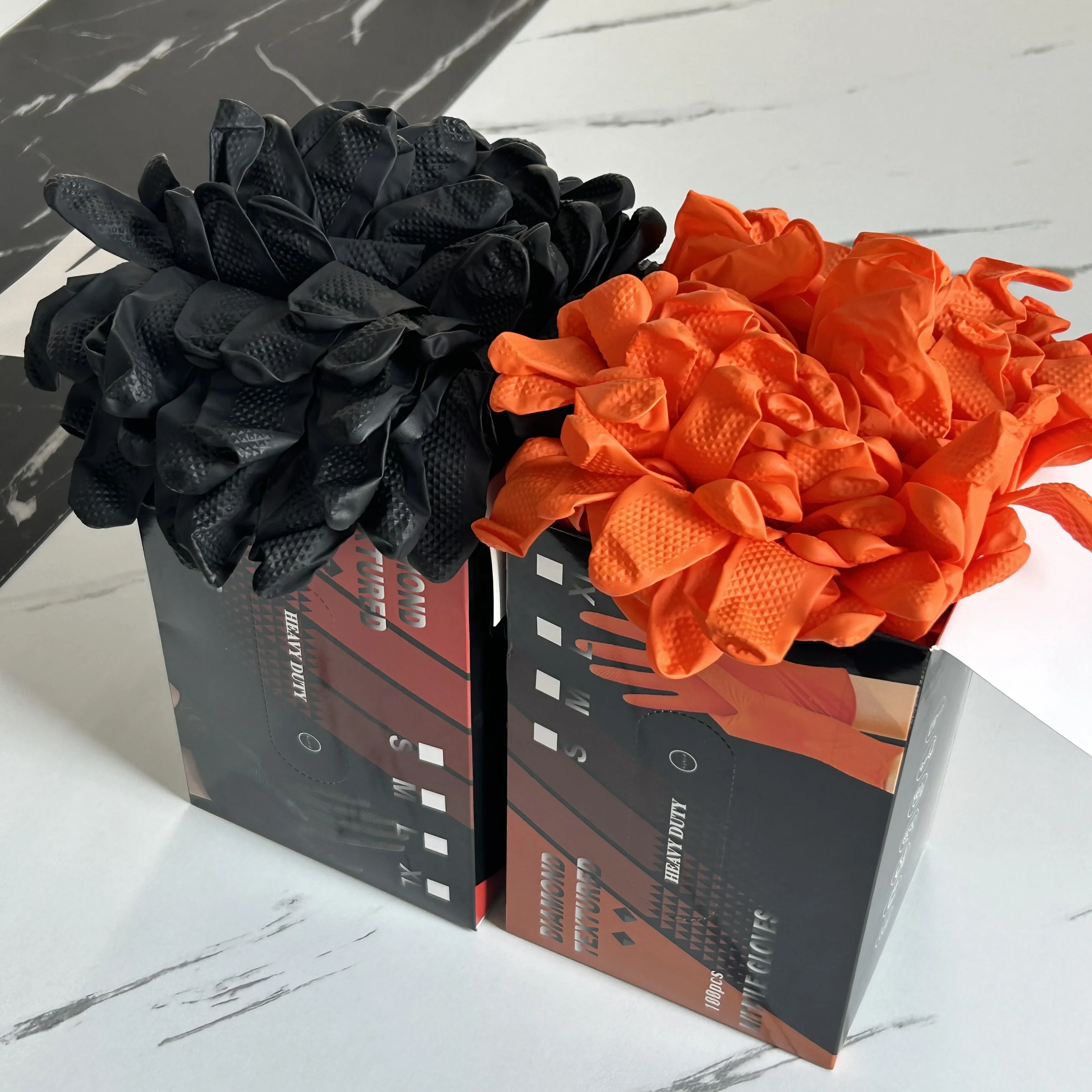 10mil 12mil black orange automobile industrial nitrile mechanic gloves car repair use full textured heavy duty mechanical gloves