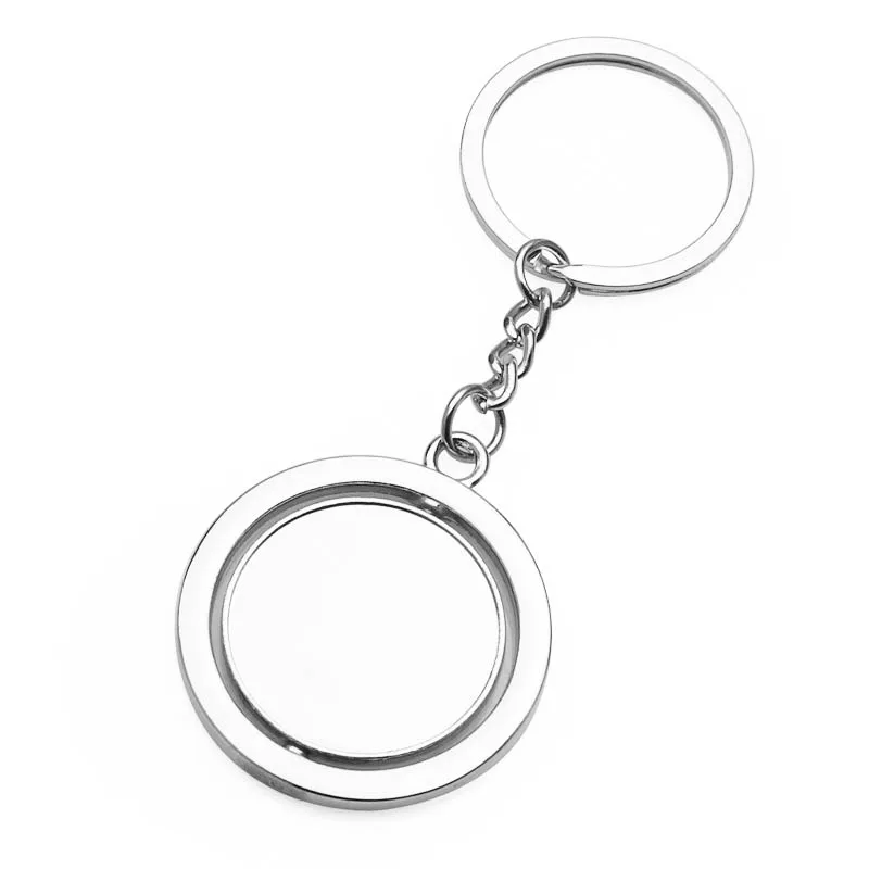 Blank metal keychain double sided car rotary keychain customized