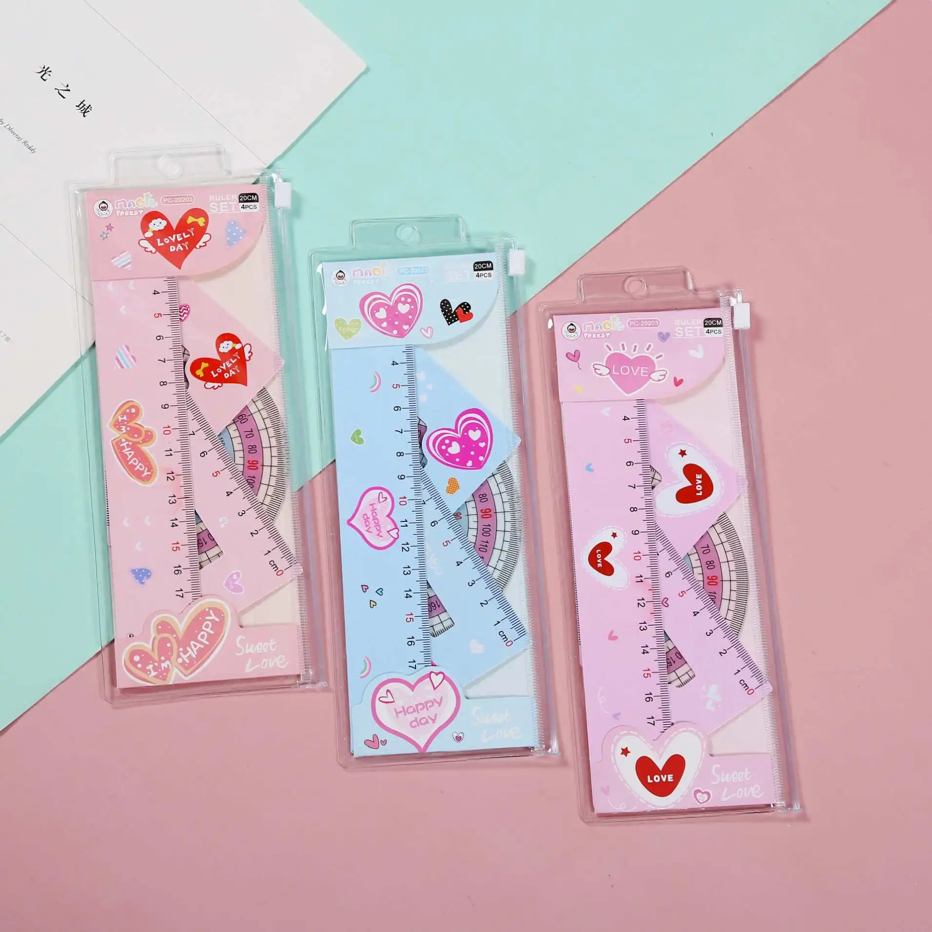 school ruler set Corner Mesure Digital Ruler 30 Cm Plastic Transparent