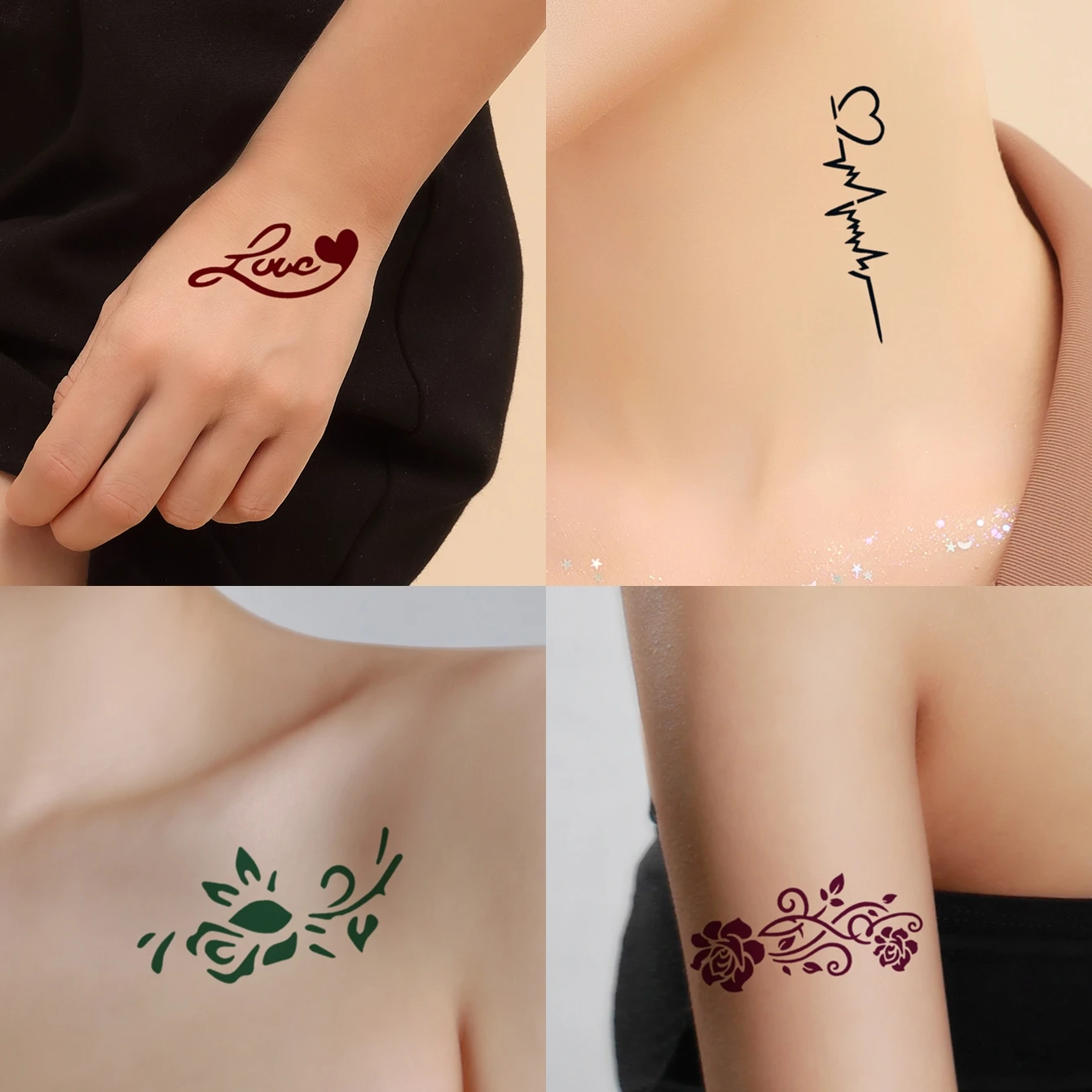 New Hollow Stencil Tattoo Sticker Wings Flower Girl tattoo supplies body art Sexy Waterproof Small Tattoo Stencils