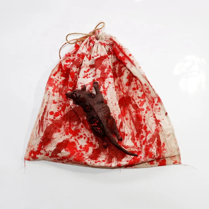 Halloween blood hanging bag spider head bloody ghost face accessories horror props,disgusting trick or treat pockets, candy bags