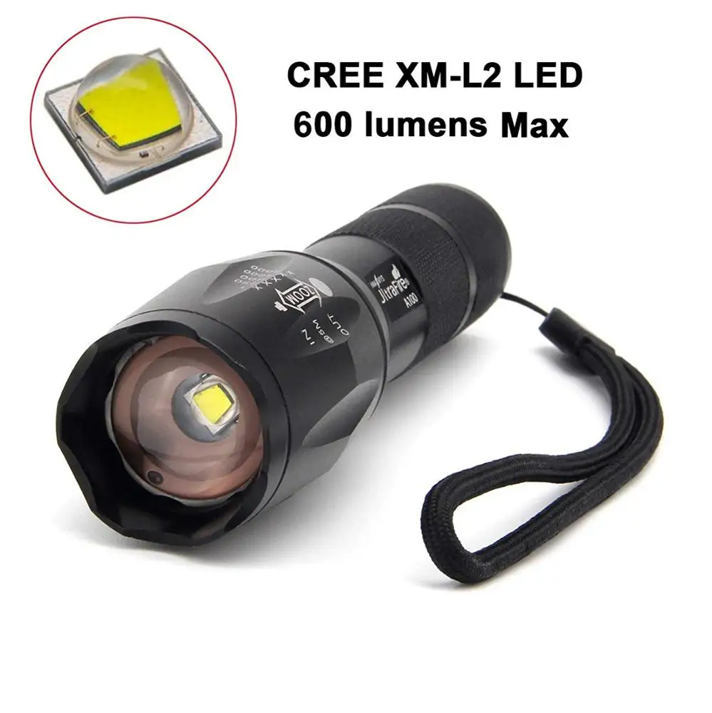 Hight Quality A100 XM-T6 High Lumens Waterproof Tactical Flashlight Zoomable LED Flashlight with Rechargeable Battery
