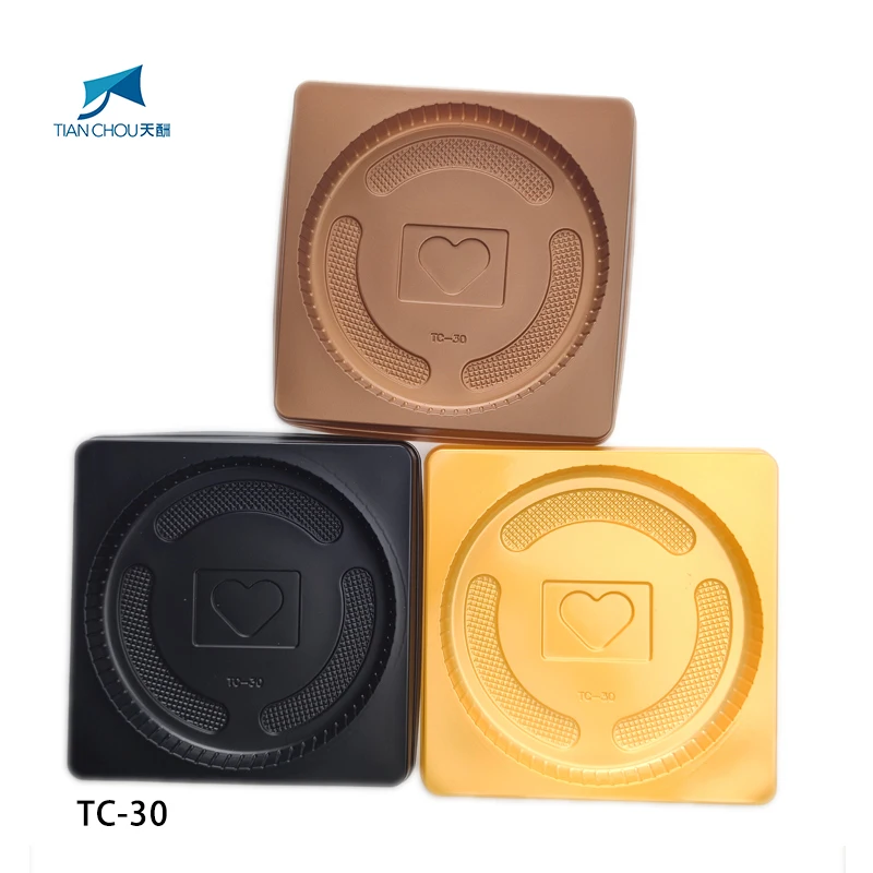 Customized transparent circular plastic food biscuit packaging box, acrylic triangular tiramisu cake container, circular lid
