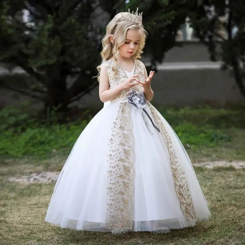 Big Girl Lace Bridesmaid Dress Flower Children Wedding Dress Princess Evening Dress
