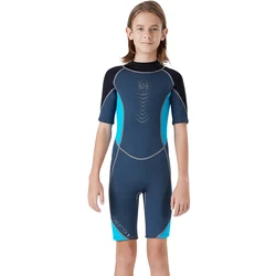 Детский неопреновый слитный купальник с коротким рукавом и молнией сзади, 2,5 мм