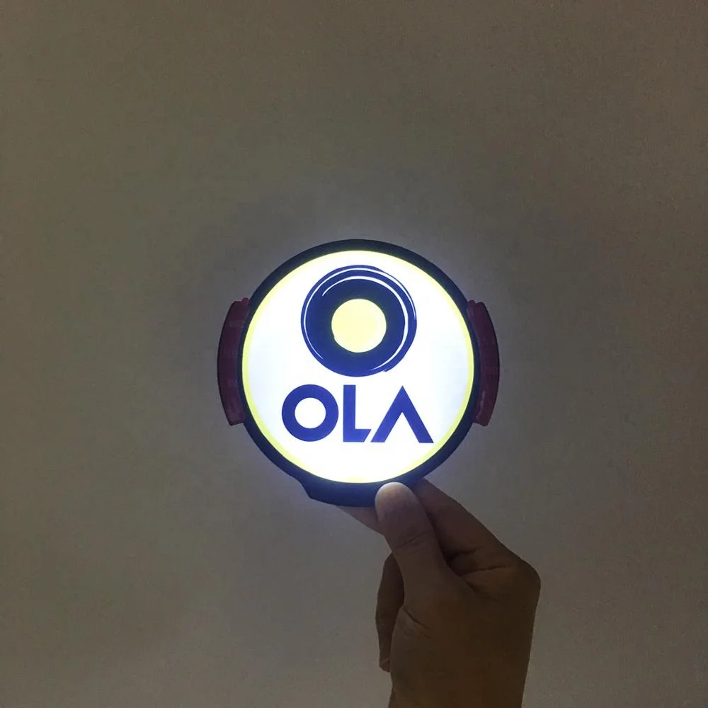 OLA Rideshare Sign, LED Light Logo Sticker Decal Glow, Wireless Decal Accessories Removable Glowing Sign For Car Taxi