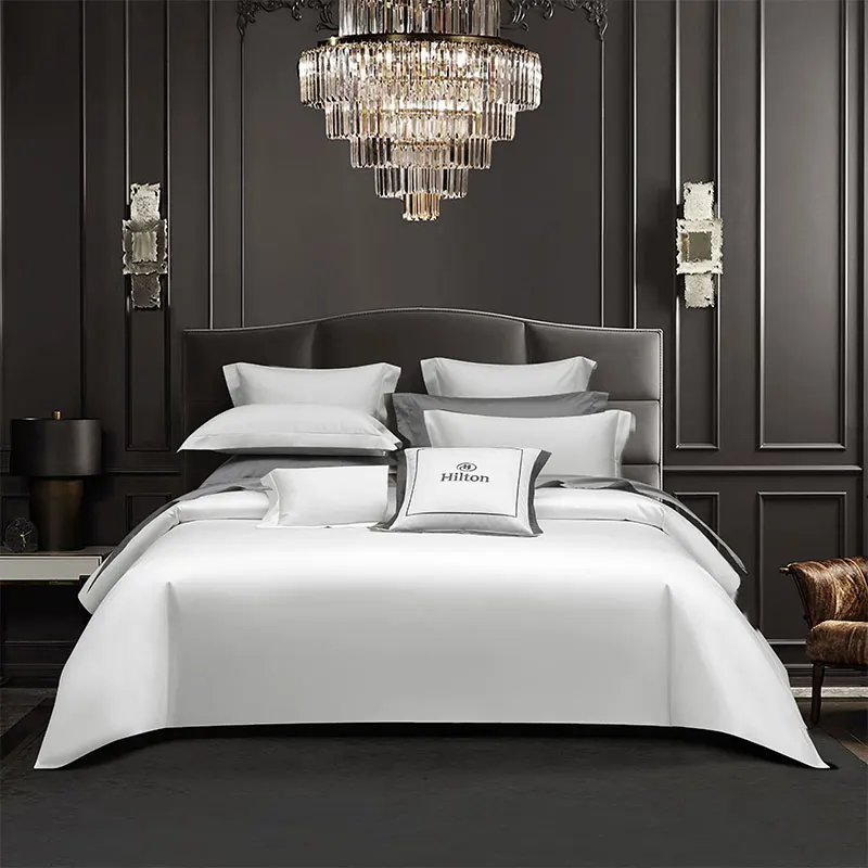 Элегантный новый дизайн Hilton 100% хлопковый комплект постельного белья queen king