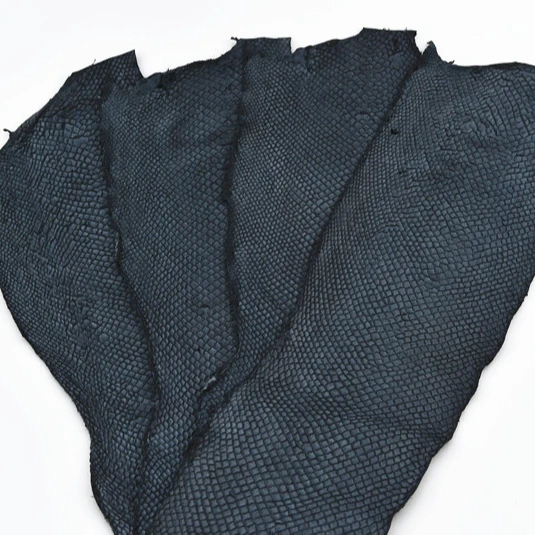 Black  matte finish soft salmon fish skin leather